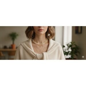 Faux Pearl Strand Necklace Classic White Beaded Timeless Jewelry